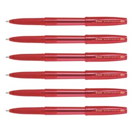 PILOT 6 Super Grip G Extra Wide Tip Ballpoint Pens XB Red
