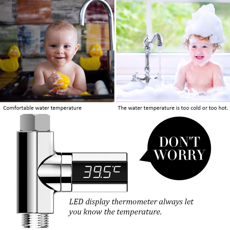 LED Display Celsius Home Water Shower Thermometer Flow Water Temperature