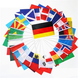 Hrlace Small Flag for Sports Events 2024 Hand Waving Flag 24 Countries Double-Sided Fabric EM Decoration Hand-Held Flags for Parades, Festival Parties, 21 x 14 cm, Czech Republic, Pack of 20