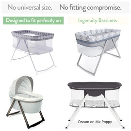 Joey + Joan Bassinet Fitted Sheets Compatible with Ingenuity Foldaway Rocking, Lullanight Soothing, Dream on Me Poppy Traveler Bassinet C Snuggly Soft 100% Jersey Cotton C Light + Dark Sage Green C 2 Pack