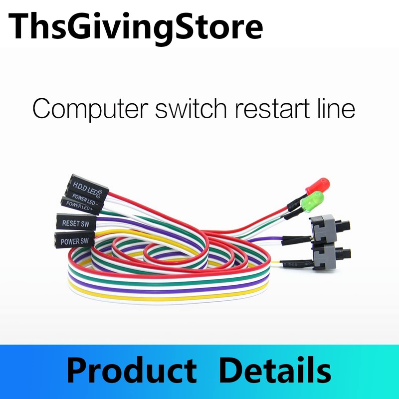 1 Pack Desktop Computer Case Motherboard On/Off/Reset/HDD Switch Power Cord