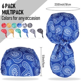 6 Pieces Do Rags Sweat Wicking Beanie Cooling Durags Skull Cap Motorcycle Head Wrap Bandana for Men Women (Bright Color,Paisley Style)