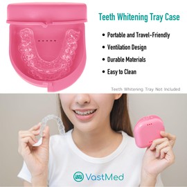 10 PCs Dental Grade Trapezoid Denture Bath Case by VASTMED | Pink Retainer Case Tooth Case Denture Box Denture Storage Boxes | Denture Cleaner Cup Travel Portable Denture Box for Home Office
