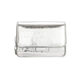 TOEECY Women's Mini Shoulder Bag Made of High Quality PU Stylish Small Square Design Trendy Accessory for Evenings Parties and Everyday Life Fashion Conscious Women, silver