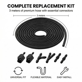 3 m Windscreen Washer Hose Set with 4 Connectors and 2 Nozzles, Insulation Hose, Universal Repair Kit for Automotive Wiper Water