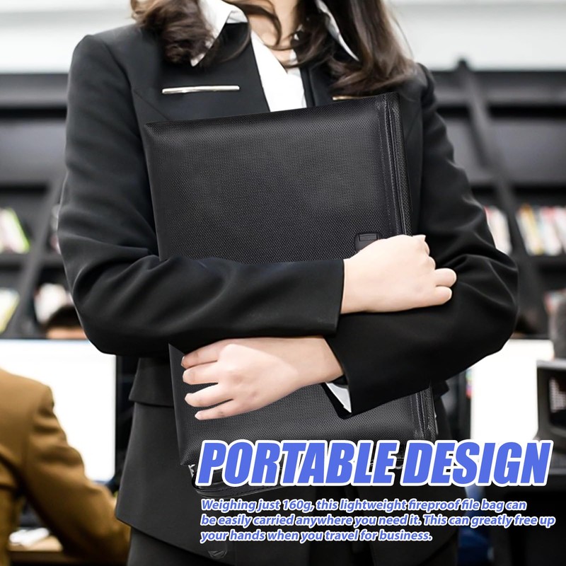 PRITOK Fireproof Document Bag: 36 x 25cm Fireproof Money Bag