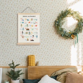 Supwhd Bible Verse Posters for Kids, Bible Alphabet Poster Hanger Frame, Christian Classroom Decor, Alphabet Wall Decor for Classroom Church School Christian Home, 16x24