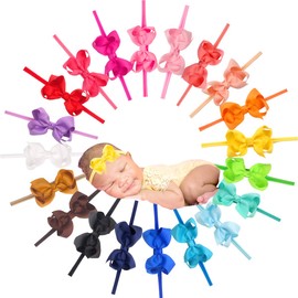 40 Colors Baby Headbands 3" Hair Bows Super Soft Slim Headbands for Baby Girls,Infant,premie and Newborn