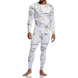 TSLA Men's Thermal Underwear Set, Microfiber Soft Fleece Lined Long Johns, Winter Warm Base Layer Top & Bottom, Soft Micro Fleece Winter Hunting Camo, Large