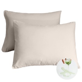 Vallein Waterproof Pillowcase, 16.9 x 24.8 inches (43 x 63 cm), Set of 2, Envelope Type, Washable, Completely Waterproof, Pillow Case, Dust Mite Resistant, Antibacterial, Odor Resistant, Pillow Cover,