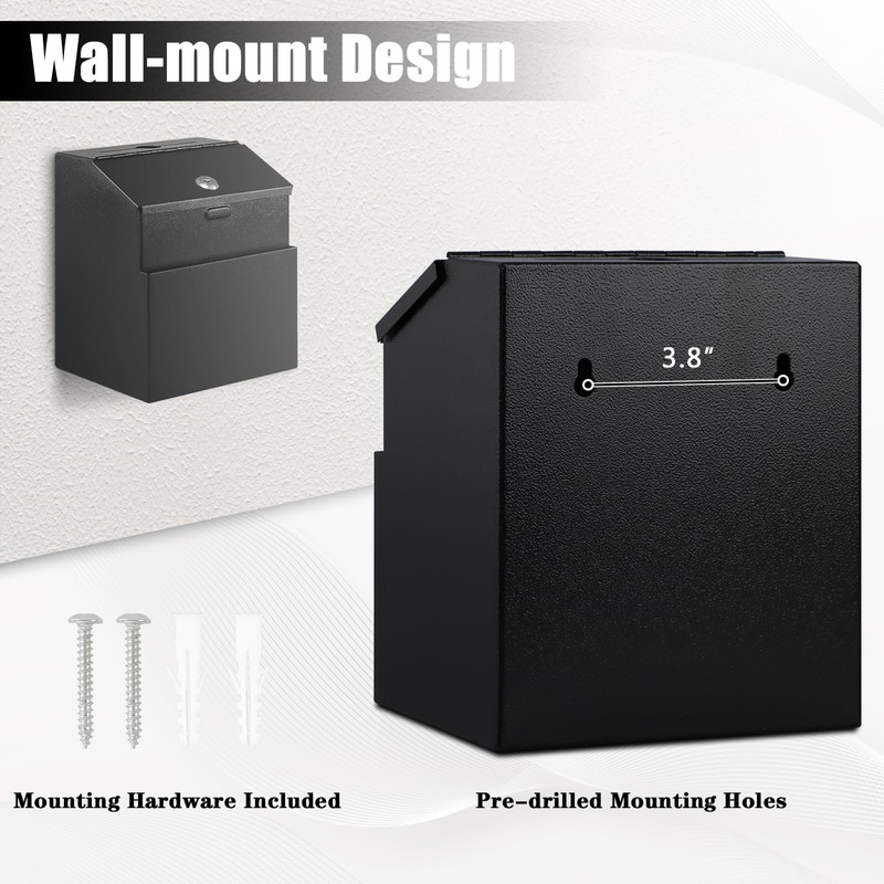 KYODOLED Suggestion Box with Lock and Slot, Metal Wall Mounted