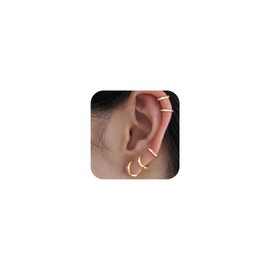 DEARMAY Twisted 14K Gold Plated Hoop Earrings for Women Trendy Dainty Thin Simple Waterproof Lightweight Non Tarnish Jewelry Hypoallergenic Fashion Gifts