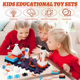 Science Experiments DIY Board Kit for Kids,STEM Physics Exploration Toy Set with Light,School Family STEM Educational Montessori Toy,Space Toys with Astronaut and Rocket,Gift for Boys Girls