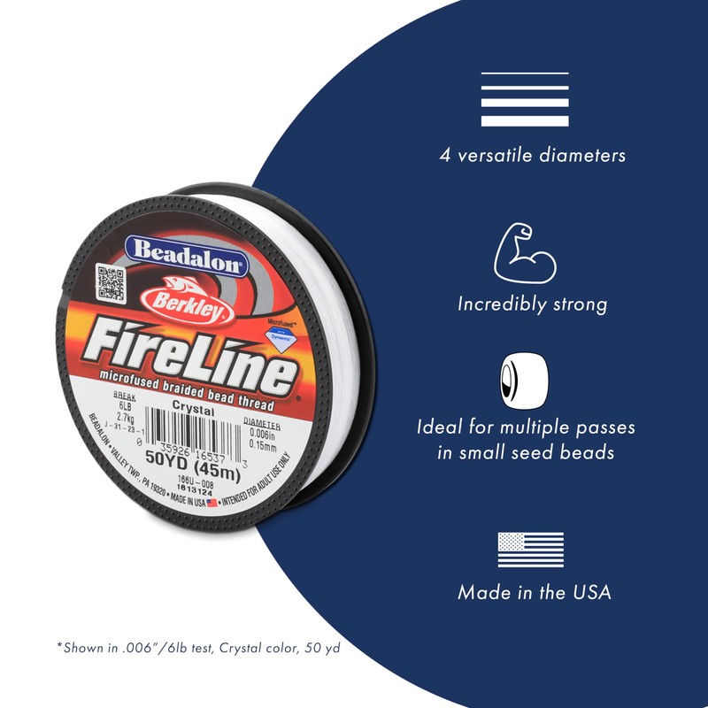 Beadalon FireLine Beading Thread by Berkley, 0.005", Break Strength 4