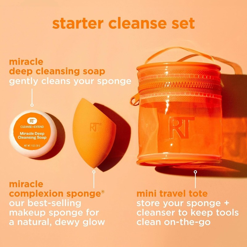 Real Techniques Miracle Blend + Cleanse Kit, Cruelty-Free, Set of