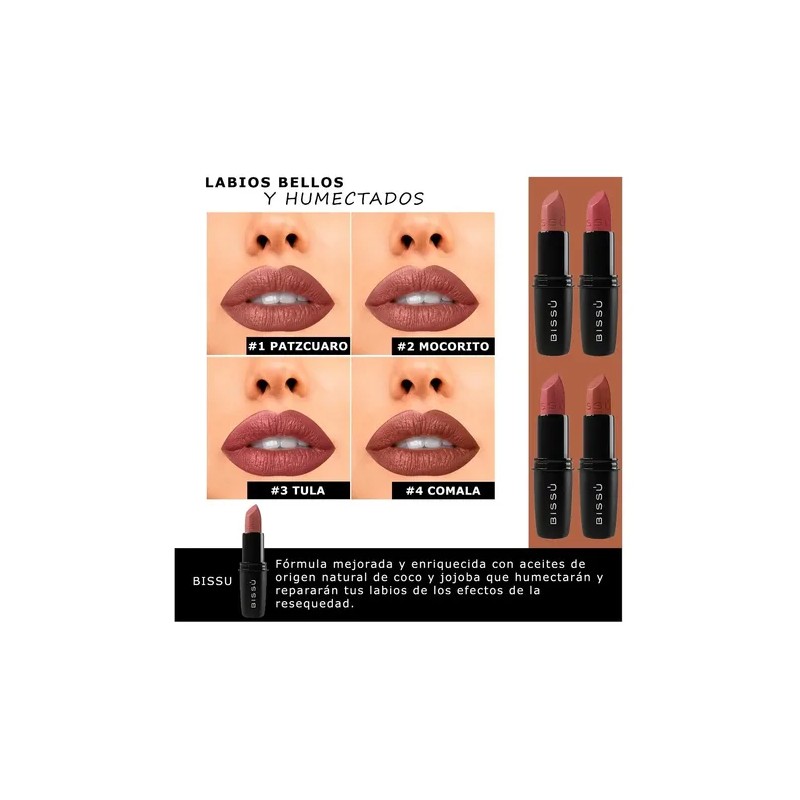 Labial Bissu Humectantes Tonos Nude Cafe 8 Piezas
