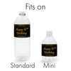 Black and Gold 30th Birthday Party Water Bottle Labels -