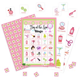 Spa Bingo Game Cards, Day At the Spa Beauty Bingo Games for Adults, Makeup Party Bingo Cards Supplies, Slumber Party Sleepover Party Decor Favors, Card Gifts for Women Friend Family Birthday, 07