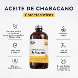 Hebbe Aceite de Chabacano 100% Puro 500 ml | Prensado en Frío | Hidratante Facial y Corporal | Antioxidante | para Piel y Cabello