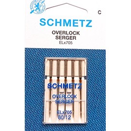 ELx705 Overlock Serger Sewing Machine Needles by Schmetz, Size: 80/12