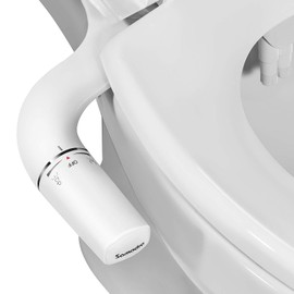 SAMODRA Ultra-Slim Hygienic Bidets Attachment for Existing Toilets - Adjustable Fresh Water Pressure Dual Nozzle (Frontal & Rear Wash) Easy to Install, Silver