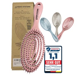RI|DO SYSTEMS Organic Wheat Straw Hair Brush without Pulling for Women, Men & Children, Hair Brush, Detangling Brush, Anti-Brush, Paddle Hair Brush, Hair Brush, for Long, Thick or Curly Hair (Rose)