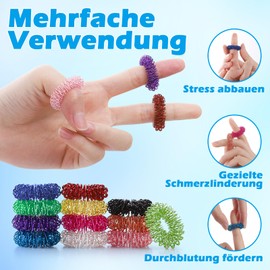 YANGTSUNG Acupressure Rings, 12-Piece Finger Massage Ring Set for Stress Relief, Relaxation and Promote Blood Circulation, 27 mm, Sensory Rings for Adults and Teenagers (Colour)