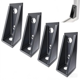 BIAXJUNY 90 Degree Gusseted Fitting for 1-5/8" Strut Channel,3 Hole Heavy Duty Steel Right Angle Connector Brackets for 1 /2" Bolt, 5.7 mm Thick (Black 4 Pack)