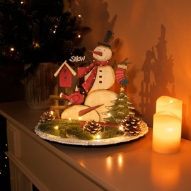 com-four® Decorative Stand for Christmas - Wooden Snowman for Standing - Christmas Decoration for Decorating and Giving (01 Pieces - Snowman 30 cm)