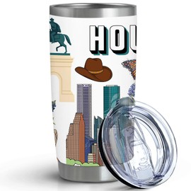 Pininerr City Tumbler for City Lover,20oz Double Wall Vacuum Insulated Stainless Steel Coffee Cups (Houston)