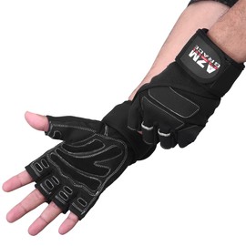 AZM Workout Gloves Mens and Women Weight Lifting Gloves with Wrist Support for Gym Training, Full Palm Protection for Fitness, Weightlifting, Exercise, Hanging, Pull ups (Black, Medium)