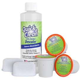 Quick & Clean Quick & Clean 4-Pack of Cleaning Cups + 2 Filters with Descaler Bundle (2 Total Uses) - 2.0 Compatible, Descaling Solution for Keurig, Nespresso, Ninja, Delonghi, All Coffee and Espresso Machines