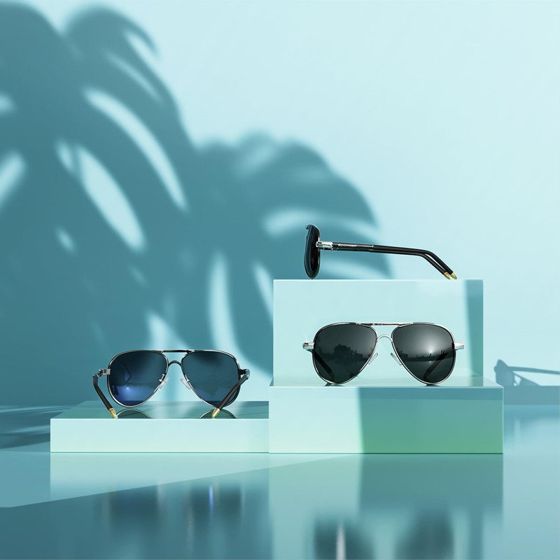 ROCKNIGHT Polarisierte Piloten-Sonnenbrille für Herren und Damen, Metall, flacher Kopf,