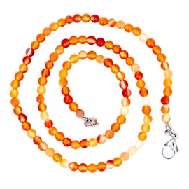 Taddart Minerals - Orange White Necklace Made from Natural Gemstone Carnelian with 4 mm Balls and 45 cm Length - Handmade, Carnelian, Carnelian