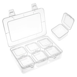 Bead Organizers and Storage, 7 Pcs Clear Small Plastic Box Portable Bead Storage Containers with Lid Rectangular Jewelry Organizer Box for DIY Crafts, Necklace, Bracelet, Earring, Nails, Small Parts