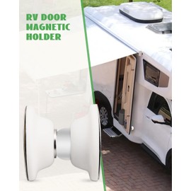 ANODZU RV Door Holder Magnetic, Baggage Door Catch Latch, to Keep Entry Exterior Door Open, for RV Camper Compartment 5th-Wheel Trailer Cargo, Stainless Steel Silica Gel White 2 Pack