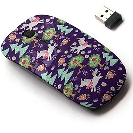 2.4G Wireless Mouse with Cute Pattern Design for All Laptops and Desktops with Nano Receiver - Cute Cartoon Unicorns