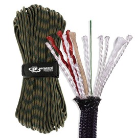 Paracord Planet Wilderness Cord – Lengths from 10 to 1000 Feet – Woodland Camo 50 ft Hanks