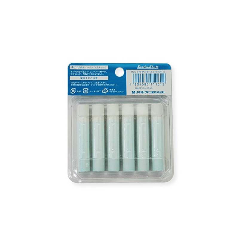 日本理化学 Rikagaku White Dustless Chalk, 6-Pieces (DCC-6-W)