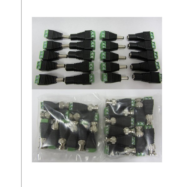 (10) Sets CAT5 to BNC Passive Video and Power Balun Transceiver