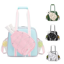 ACESAK Pickleball Bag, Pickleball Bags for Women Men Teens with Waterproof Pocket & Fence Hook, Pickleball Tote Bag for Pickleball Racquet Sports Gym Duffle, Adjustable Strap (Pink