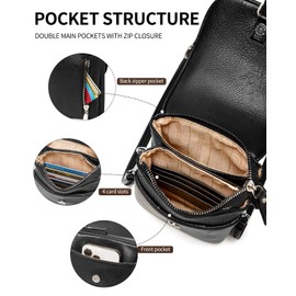 TFKGS Womens Small Crossbody Bags for women, Soft Leather Cell Phone Purse Lightweight Little Bag with Strap, Wallet Crossbody Purses for Women Trendy with Card Slots Black