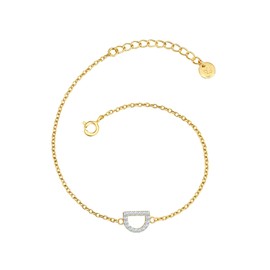 Glanzstücke München Women's bracelet letter D made of 925 sterling silver with zirconia, Silver, Cubic Zirconia