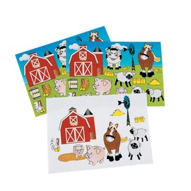 Fun Express - Farm Stickers- 1 Dz Sheets - Stationery - Stickers - Make - A - Scene (Sm) - 12 Pieces