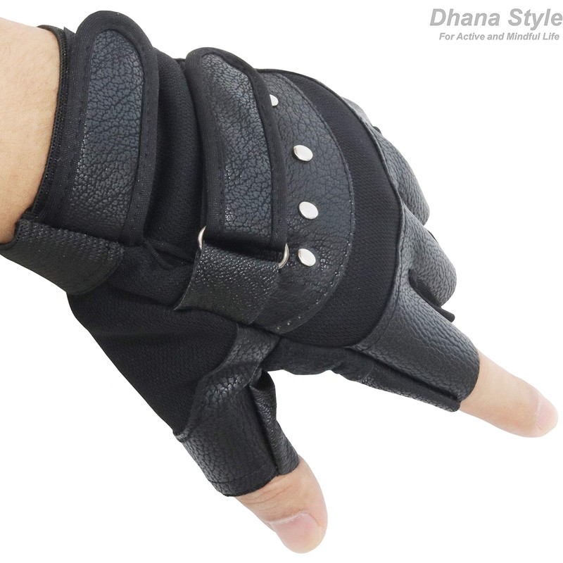 Dhana Style HF-WA Half Finger Tactical Gloves, Soft Leather, Fingerless,