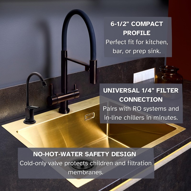 Westbrass D203-NL-12 6" Touch-Flo Style Pure Cold Water Dispenser Faucet,