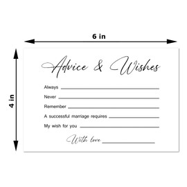 RokAPary Modern Minimalist Wedding Advice Cards, 50, White, For Bridal Shower, Newlyweds Reunion, Reception, Celebration, Rehearsals, Dinner Parties, Events