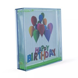 BESTPYSANKY Shimmering Memories: Square Clear Plastic Glitter Water Picture Frame