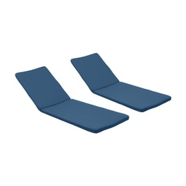 Christopher Knight Home Nadine Outdoor Water Resistant Fabric Chaise Lounge Cushions (Set of 2), 78.75" L x 23.75" W x 1.50" H, Blue
