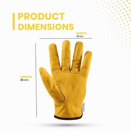 NickyPicky Gardening Gloves for Men and Women - Tough, Thorn Proof Comfortable Breathable Leather Multi-Purpose Work Gloves – Protective Large Garden Gloves with Strong Grip (Large)